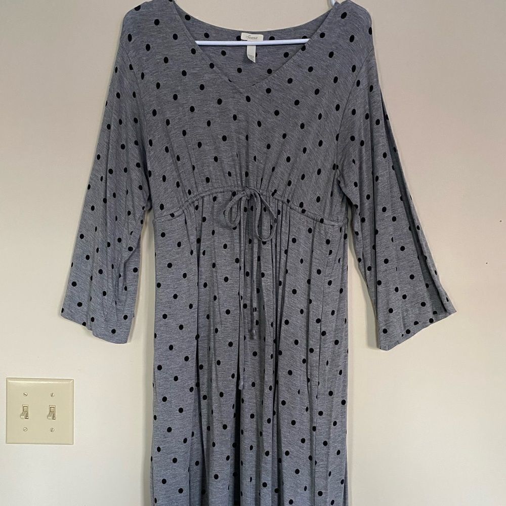 ‎Soma Gray Black Polka Dot Dress with Pockets Size Medium